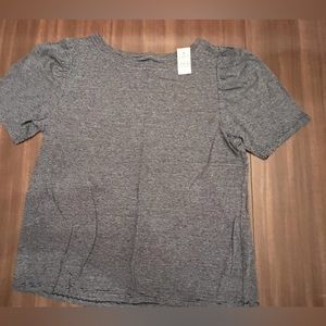 Loft puff sleeve top navy and white size medium.